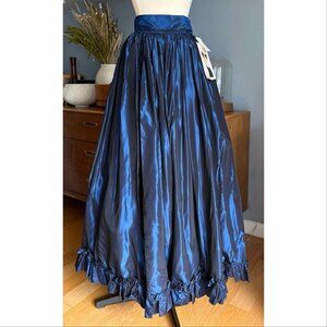 Vtg Jessica McClintock Gunne Sax Blue Taffeta Formal Maxi Skirt
